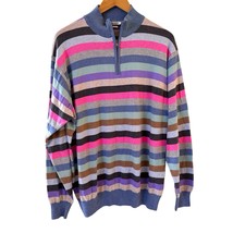 Peter Millar Mens Sweater Size L 1/4 Zip Striped Multicolor Preppy Golf ... - $29.99