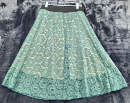 LuLaRoe Skirt Womens Small Green Lace Floral Nylon Elastic Waist Casual Pull On - £13.74 GBP