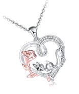 Love Heart Pendant Necklace 925 Sterling Silver - £104.34 GBP