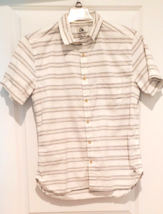 QuickSilver Button Up Shirt Mens Medium White Striped Modern Fit - £14.97 GBP