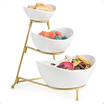 3 Tier Serving Bowls With Stand, Serving Dishes Chips And Dip Serving Se... - $44.99