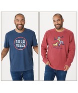 Life is Good Men&#39;s Set of 2 Crew-Neck Crusher Tees   Large - £31.08 GBP