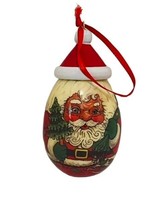 May D&amp;F Ornament Christmas holiday vtg gift decoration wood egg Santa Claus tree - £15.57 GBP