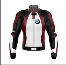 BMW BLACK AND WHITE MEN&#39;S MOTORCYCLE- MOTORBIKE LEATHER RACING JACKET - $139.00