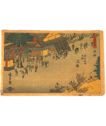 Antique Japanese ukiyo-e (浮世絵) Woodblock Print Signed People in the Mark... - $59.99