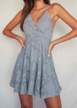 Lulu&#39;s Days of Beauty Dusty Blue Burnout Floral Skater Dress S NWT  1264 - £28.69 GBP