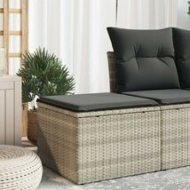 vidaXL Garden Stool Light Gray PE Rattan, Powder-Coated Steel, Foam - $134.63 CAD