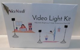 2 Pack LED Video Adjustable Tri-Pod 1700LM Light Kit 3 Color Temp Brand New - £58.74 GBP