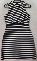 Express Mini Dress Women&#39;s Size 4 White Black Striped Cut Out Front Back... - £20.58 GBP