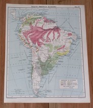 1928 Vintage Economic Map Of South America Climate Argentina Brazil Chile Peru - £13.61 GBP
