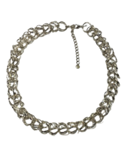Loft Chunky Triple Link Chain Necklace Silver 24&quot; Lobster Clasp Ann Taylor Metal - £15.02 GBP