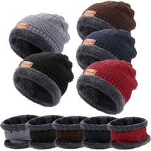 Winter Beanie Hat Scarf Set Fleece Lined Warm Knit Skull Cap And Scarf For Men W - £38.36 GBP