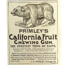 Primley&#39;s California Fruit Gum 1894 Advertisement Victorian Grizzly Bear... - £9.87 GBP