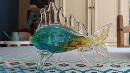 Large 9&quot; Murano Glass Colorful Fish Statue - £95.25 GBP