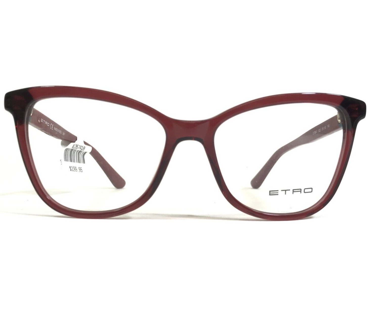 ETRO Brille Rahmen ET2647 622 Klar Weinrot Rot Cat Eye Voll Felge 51-16-140 - $42.55