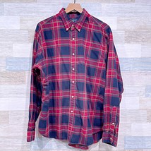 POLO Ralph Lauren Flannel Classic Fit Shirt Burgundy Blue Plaid Cotton M... - £43.72 GBP