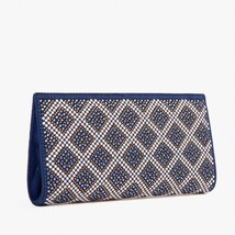 The Nampula Sax Blue Glitter Suede Leather Small Clutch image 3