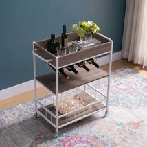 Rolling Kitchen Cart: 3-Tier Storage &amp; Wine Rack - $2,741.49 MXN