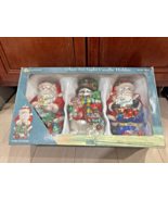 Traditions Hand- Blown Glass Christmas Tea Light Candle Holder Set Of 3 ... - $17.81