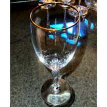 Lenox Monroe Water Goblets, Clear Crystal w Twisted Stem &amp; Gold Trimmed Rim - £19.36 GBP