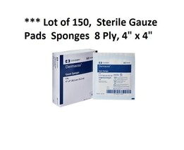 150 Count Sterile Gauze Pads Sponges Dermacea 8 Ply 4x4 100% Cotton Gauz... - £17.88 GBP