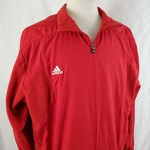 Adidas Jacket Scorch Climawarm Fleece XXL Full Zip Red Polyester Athletic Logo - £19.13 GBP