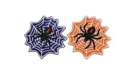 Black Widow Spider Web Halloween Embroidered Applique Iron On Patch 2.1&quot; Trick O - £3.82 GBP