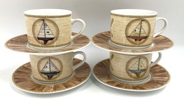 American Atelier Chesapeake Sail Boat Design Nautical Tea Cup &amp; Saucer Nautical - £7.86 GBP