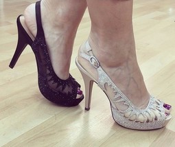 Lady Couture Dream High Heel Dressy Mesh Slingback Platform Shoe Choose ... - £44.66 GBP