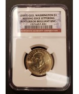 2007 George Washington Dollar $1 Missing Edge Lettering NGC MS BU Mint E... - $1,786.77 MXN