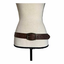 Vintage Cut Out Brown Genuine Leather Belt Size L - £43.65 GBP