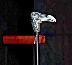Antique Corbeau Crâne Poignée Marche Bâton Personnel Protection Parfait Sculpté - £35.03 GBP