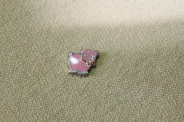 Floating Locket Charm (New) Pink Pig W/ Red Bow Tie - £6.12 GBP