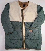 Vans Unisex Size S Puff Jacket Sherpa Reversible Quilt Green Brown Rare - £73.36 GBP