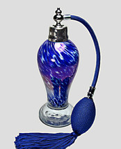 Art refillable perfume atomizer bottle with blue tassel spray mounting - £40.57 GBP