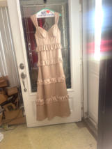 Revelry Womens Dress 4 Champagne Satin Gown  Bridesmaid - $37.57