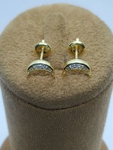 Moon Stud Earrings 0.10 Ct Round Moissanite 14K Yellow Gold Plated Silver - £50.92 GBP