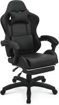 Monibloom Gaming Chair With Footrest High Back Video Game Chair With, Black - $149.02