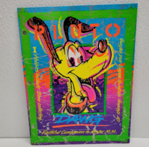Vintage Disney Pluto Dawg Electric 3-Ring Folder Portfolio 90s Mead Neon - $6.43