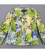 Alex Kim Womens Jacket Size L Blue Yellow Floral Long Sleeve Snaps Shoul... - £9.02 GBP