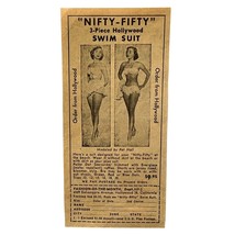Pat Hall Nifty Fifty Hollywood Swimsuit Print Ad 1950 Vintage 3 Piece Or... - $12.95