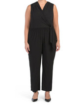NEW TIANA B BLACK  EMBELLISHED JERSEY WIDE LEG BELTED JUMPSUIT SIZE 1 X ... - $50.72