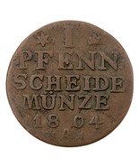1804 German States PRUSSIA Pfennig Coin In VF Condition, KM# 372 - $670.32 MXN