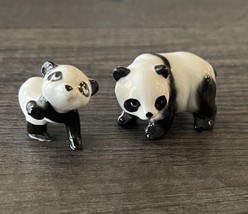 Vintage Panda Bears Porcelain Figurines Set Of 2 Miniatures Collectibles - £11.86 GBP