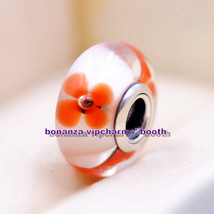 Sterling Silver Handmade Glass Red Flower Wildflower Tribute Murano Glas... - $6.60