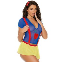 Snow White Lingerie Costume Set Apple Crop Top Mini Skirt Suspenders Bow 82099 - £22.31 GBP