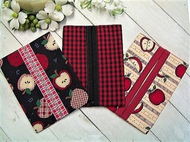 Handmade &quot;APPLE ORCHARD&quot; Set of 3 Purse/Travel-Size Tissue Holders / Covers - £7.86 GBP