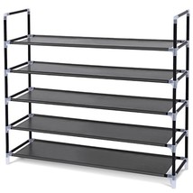 5 Tiers Shoe Rack Space Saving Tower Cabinet Storage Organizer Black 39&quot;L Holds  - £30.04 GBP