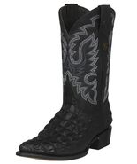 Mens Black Cowboy Boots Leather Crocodile Back Print Western Wear Pointe... - $119.50