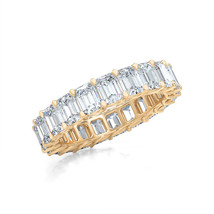 14K Yellow Gold Plated Emerald Cubic Zirconia Love Ring Eternity Band Si... - $19.99